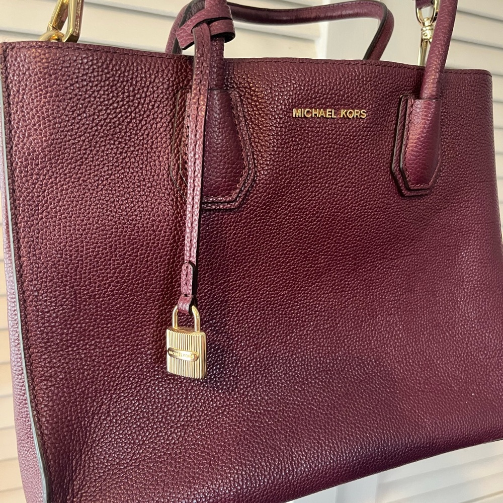 Michael Kors Brown Leather Satchel with Gold Hardware